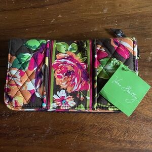 Vera Bradley Pink and Green English Rose Wallet NWT